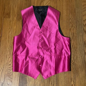 Amanti 4 Piece Vest and Tie Formal Set Pink Men’s Small